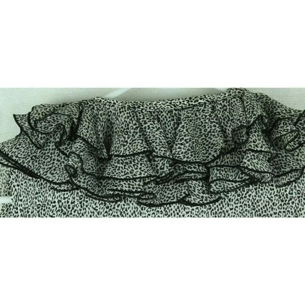 Sioni Top Leopard Print Ruffles Sleeveless Womens small